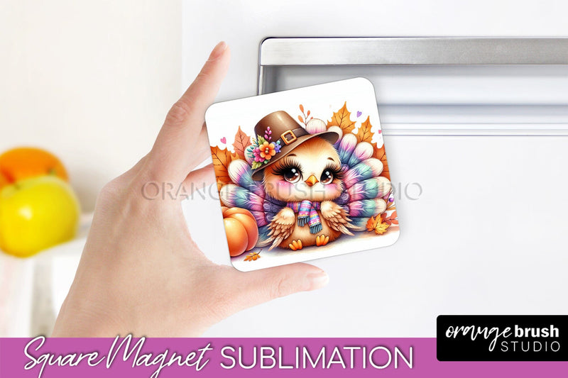 Cute Turkey Magnet Sublimation - Thanksgiving Magnet PNG Sublimation OrangeBrushStudio 