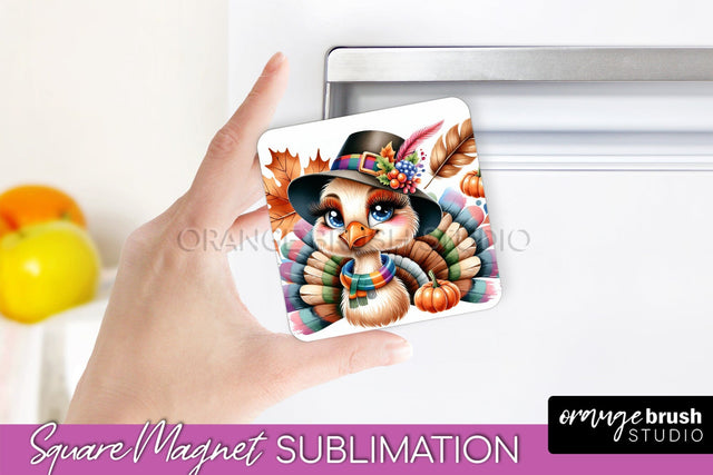 Cute Turkey Magnet Sublimation - Thanksgiving Magnet PNG Sublimation OrangeBrushStudio 