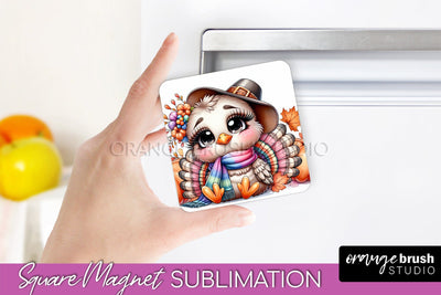 Cute Turkey Magnet Sublimation - Thanksgiving Magnet PNG Sublimation OrangeBrushStudio 