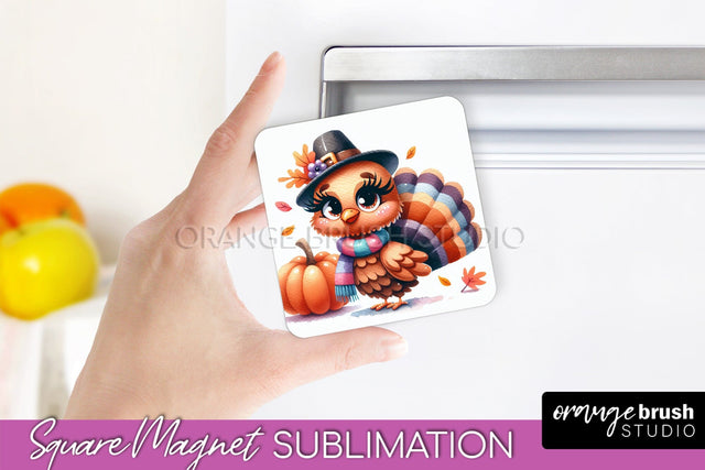 Cute Turkey Magnet Sublimation - Thanksgiving Magnet PNG Sublimation OrangeBrushStudio 