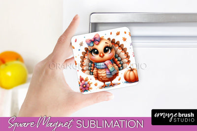 Cute Turkey Magnet Sublimation - Thanksgiving Magnet PNG Sublimation OrangeBrushStudio 
