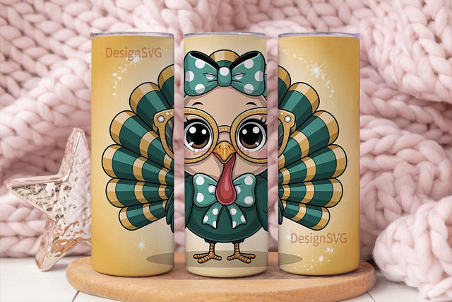 Cute Turkey Tumbler Wrap PNG Sublimation DesignSVG 