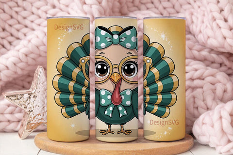Cute Turkey Tumbler Wrap PNG Sublimation DesignSVG 