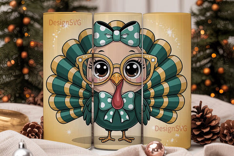 Cute Turkey Tumbler Wrap PNG Sublimation DesignSVG 