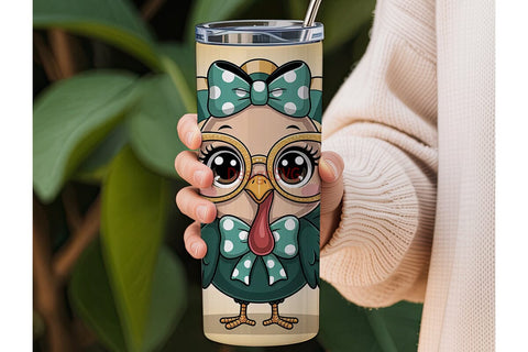 Cute Turkey Tumbler Wrap PNG Sublimation DesignSVG 
