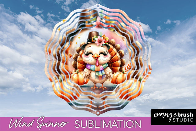 Cute Turkey Wind Spinner - Thanksgiving Sublimation Design Sublimation OrangeBrushStudio 