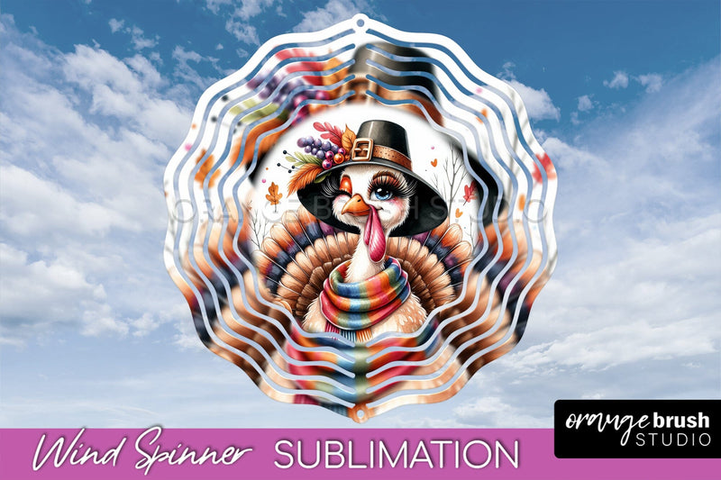 Cute Turkey Wind Spinner - Thanksgiving Sublimation Design Sublimation OrangeBrushStudio 