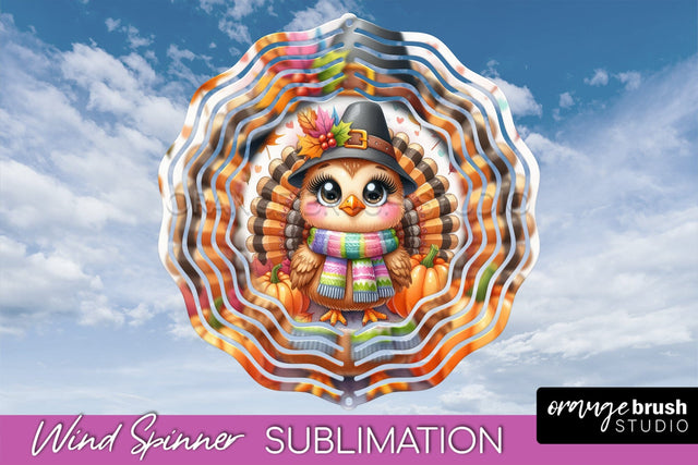 Cute Turkey Wind Spinner - Thanksgiving Sublimation Design Sublimation OrangeBrushStudio 