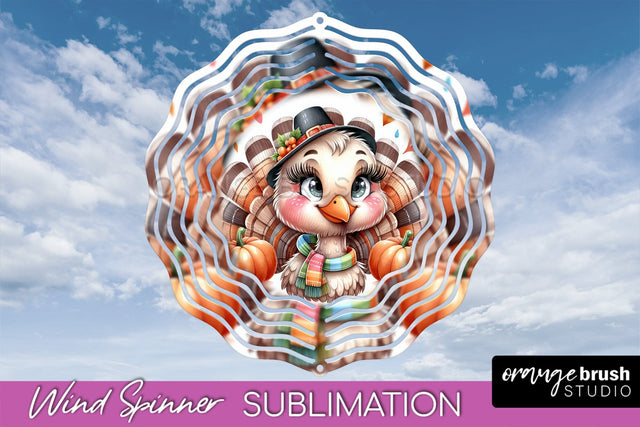 Cute Turkey Wind Spinner - Thanksgiving Sublimation Design Sublimation OrangeBrushStudio 