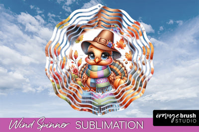 Cute Turkey Wind Spinner - Thanksgiving Sublimation Design Sublimation OrangeBrushStudio 