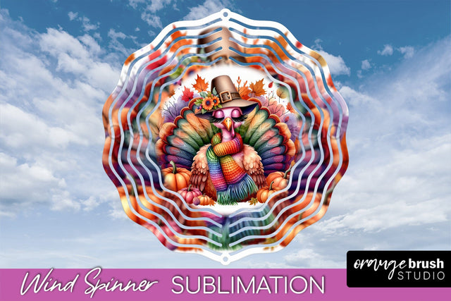 Cute Turkey Wind Spinner - Thanksgiving Sublimation Design Sublimation OrangeBrushStudio 