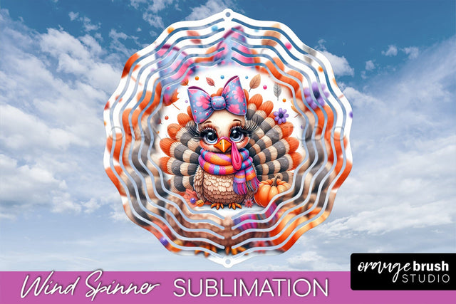 Cute Turkey Wind Spinner - Thanksgiving Sublimation Design Sublimation OrangeBrushStudio 