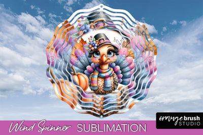 Cute Turkey Wind Spinner - Thanksgiving Sublimation Design Sublimation OrangeBrushStudio 