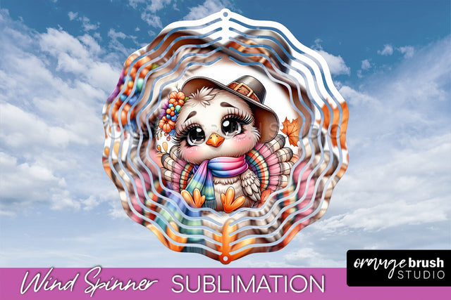 Cute Turkey Wind Spinner - Thanksgiving Sublimation Design Sublimation OrangeBrushStudio 