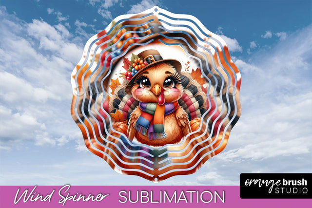 Cute Turkey Wind Spinner - Thanksgiving Sublimation Design Sublimation OrangeBrushStudio 