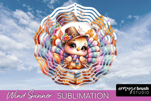 Cute Turkey Wind Spinner - Thanksgiving Sublimation Design Sublimation OrangeBrushStudio 