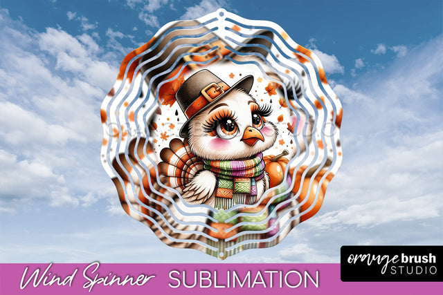 Cute Turkey Wind Spinner - Thanksgiving Sublimation Design Sublimation OrangeBrushStudio 