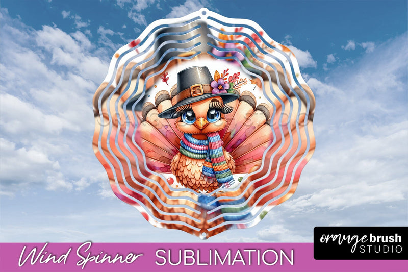 Cute Turkey Wind Spinner - Thanksgiving Sublimation Design Sublimation OrangeBrushStudio 