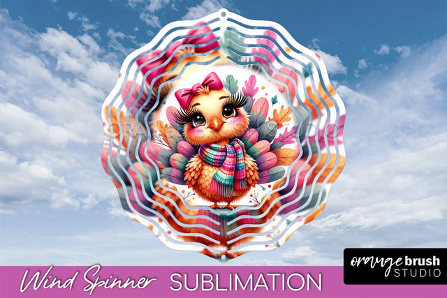 Cute Turkey Wind Spinner - Thanksgiving Sublimation Design Sublimation OrangeBrushStudio 