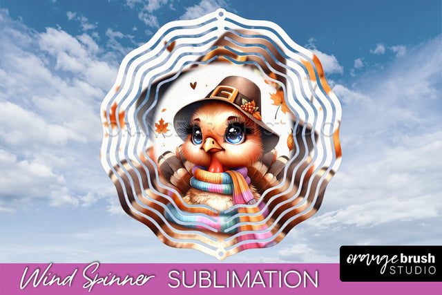Cute Turkey Wind Spinner - Thanksgiving Sublimation Design Sublimation OrangeBrushStudio 