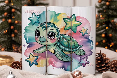 Cute Turtle 20oz Tumbler Wrap Sublimation DesignSVG 