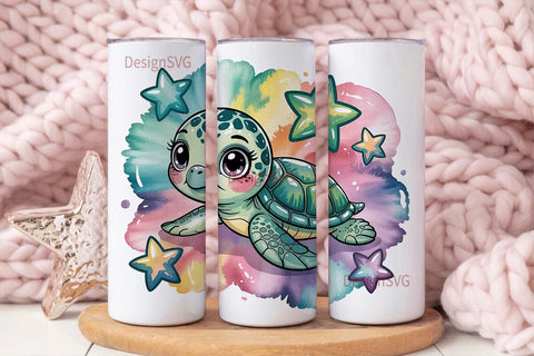 Cute Turtle 20oz Tumbler Wrap Sublimation DesignSVG 