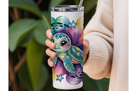 Cute Turtle 20oz Tumbler Wrap Sublimation DesignSVG 