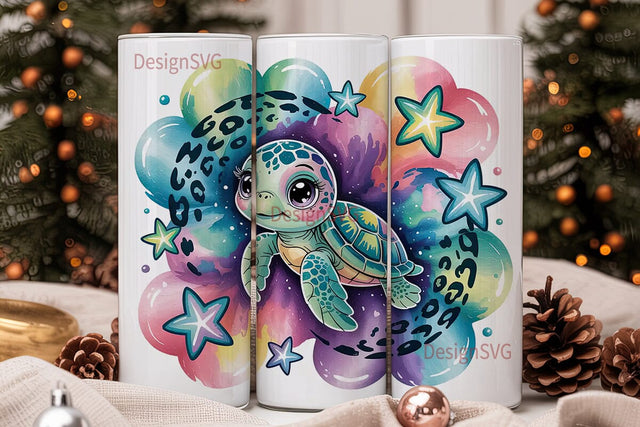 Cute Turtle 20oz Tumbler Wrap Sublimation DesignSVG 