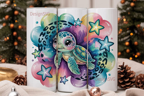 Cute Turtle 20oz Tumbler Wrap Sublimation DesignSVG 
