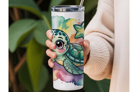 Cute Turtle 20oz Tumbler Wrap Sublimation DesignSVG 