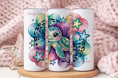 Cute Turtle 20oz Tumbler Wrap Sublimation DesignSVG 