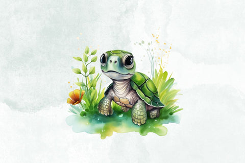 Cute Turtle Colorful Watercolor ClipArt Bundle Sublimation Designangry 