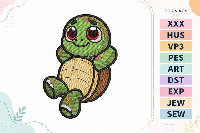 Cute Turtle Embroidery Design - Kawaii Sea Animal Embroidery/Applique DESIGNS sg embroidery 