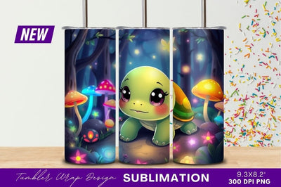 Cute turtle in enchanted forest with mushrooms Sublimation Regulrcrative 