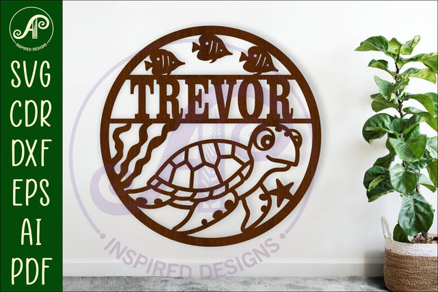 Cute turtle name wall art sign, SVG personalized sign SVG APInspireddesigns 