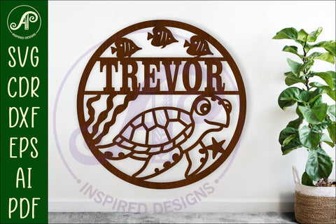 Cute turtle name wall art sign, SVG personalized sign SVG APInspireddesigns 