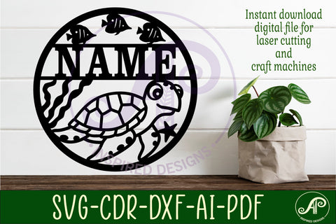 Cute turtle name wall art sign, SVG personalized sign SVG APInspireddesigns 