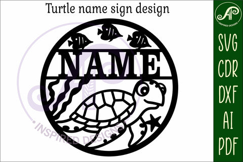 Cute turtle name wall art sign, SVG personalized sign SVG APInspireddesigns 