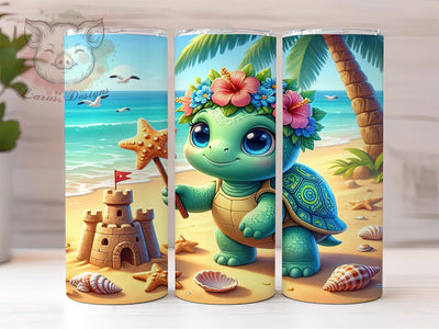 Cute Turtle Smile 20oz Tumbler, Cute Turtle, Turtle Smile, Whimsical Design, Animal Pattern, Ocean Theme, Skinny Tumbler, Sublimation PNG Sublimation Lara' s Designs 