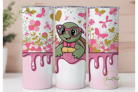 Cute Turtle Valentine's Tumbler Wrap Sublimation PixelChick 