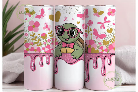 Cute Turtle Valentine's Tumbler Wrap Sublimation PixelChick 