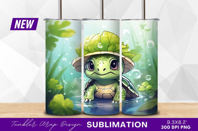 Cute turtle with leaf hat illustration Sublimation Regulrcrative 