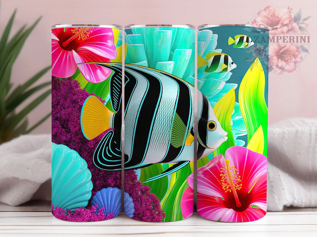 Cute Under the Sea Fish Tumbler, Ocean Life Wrap, Cute Sea Cup, Artistic Sublimation Design, Tropical Gift Tumbler, Sweet Fish Wrap, Adorable Ocean Cup Sublimation Li Zamperini 