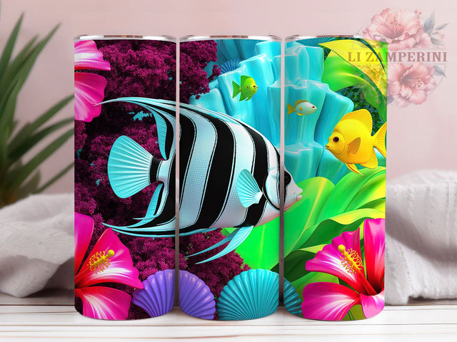 Cute Under the Sea Fish Tumbler, Ocean Life Wrap, Cute Sea Cup, Artistic Sublimation Design, Tropical Gift Tumbler, Sweet Fish Wrap, Adorable Ocean Cup Sublimation Li Zamperini 