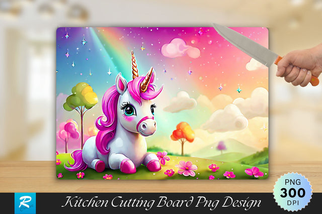 Cute Unicorn Background Cutting Board Sublimation Regulrcrative 