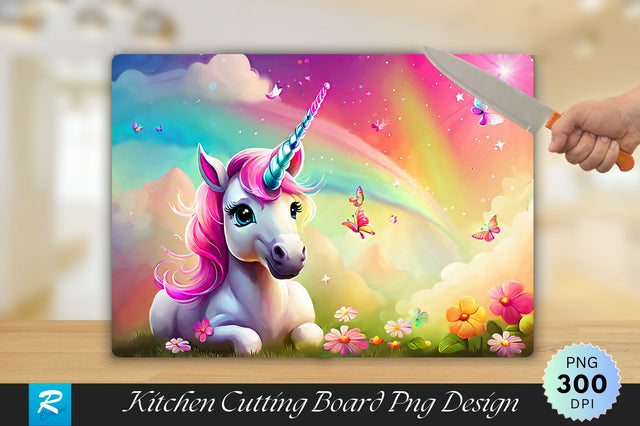 Cute Unicorn Background Cutting Board Sublimation Regulrcrative 