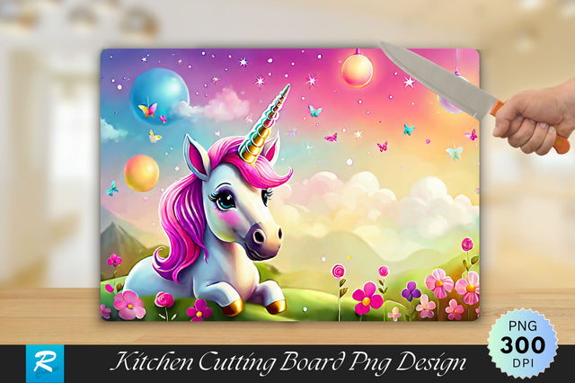 Cute Unicorn Background Cutting Board Sublimation Regulrcrative 