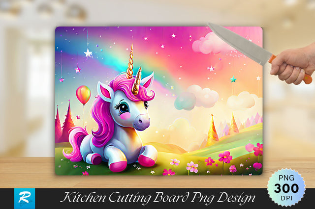 Cute Unicorn Background Cutting Board Sublimation Regulrcrative 