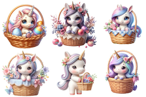 Cute Unicorn Basket Clipart Sublimation Rupkotha 
