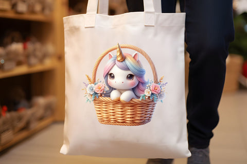 Cute Unicorn Basket Clipart Sublimation Rupkotha 